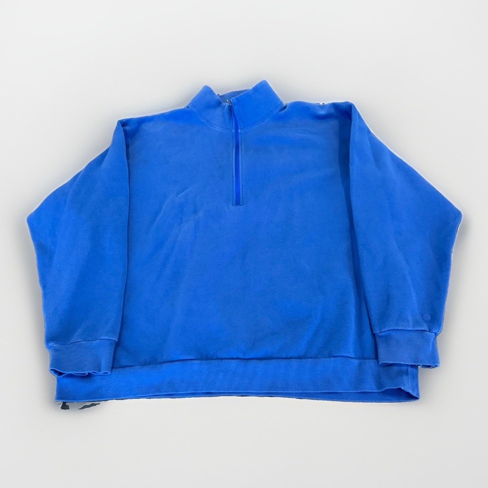 Lululemon Steady State Sweatshirt Mens XXL Blue Fleece Mock Neck Half Zip